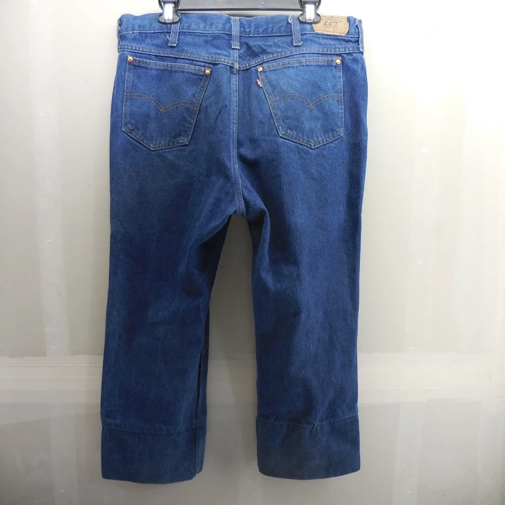 Vintage Levis 557 For Cowboys Jeans Mens 36x24 Blue Denim Made in USA High Rise